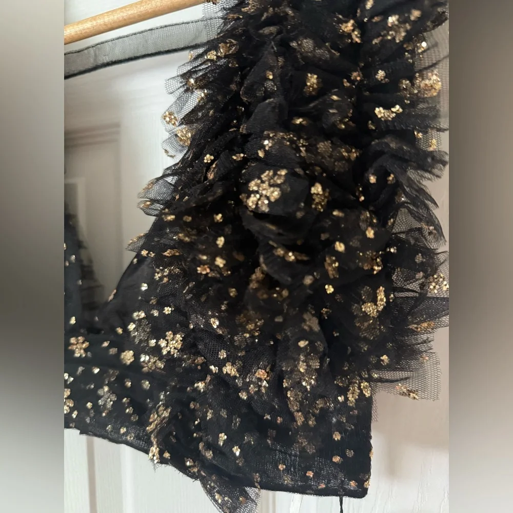 Free People Sosha Party Top black Smocked Sparkling Embellishments M NEW - Picture 6 of 13